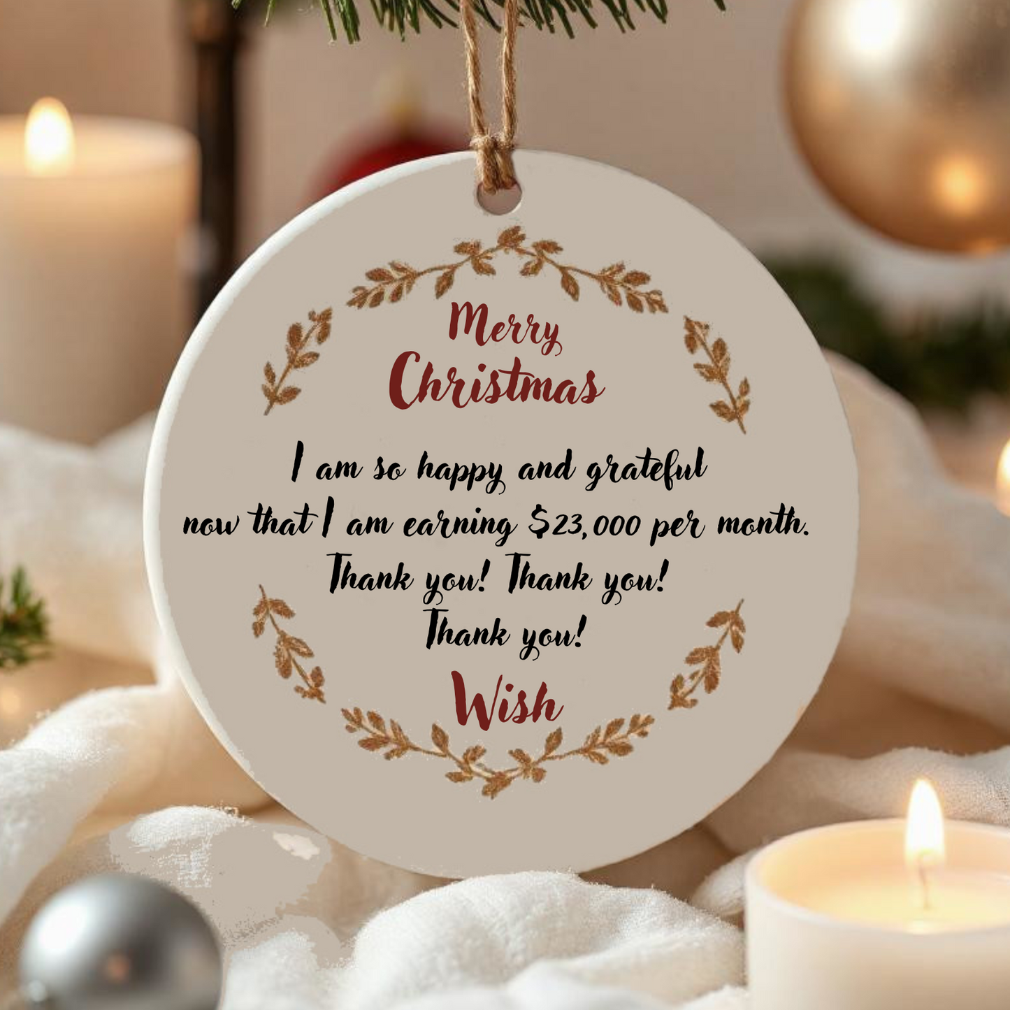 Personalized Christmas Wish Ornament Style 2 – Make Your Wish Come True